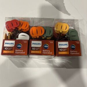 3 Pc. Philips LED Pumpkin String Lights - Red, Orange, Teal, White…